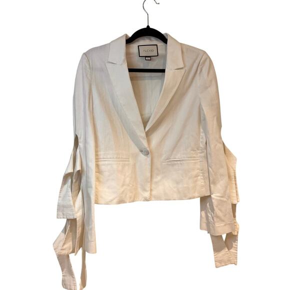 Alexis White Cropped Blazer with Tie Sleeves Sz Large - Picture 1 of 9